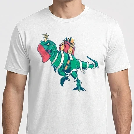 Férfi Imperial póló - Karácsonyi T-rex szájmaszkban