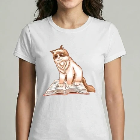 Női Imperial póló - Cat Reading Book