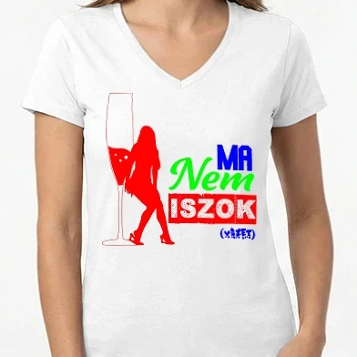 Női V-nyakú póló - Ma nem iszok vízet színezhető
