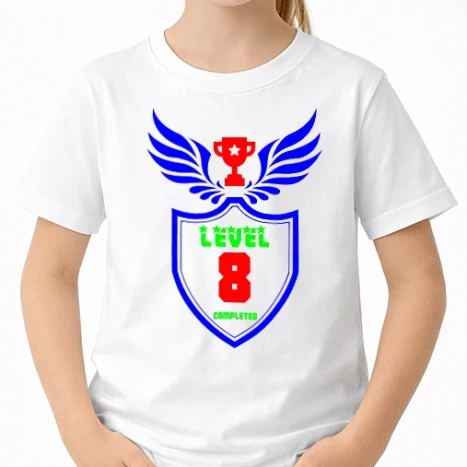 Uniszex gyerek Póló - Level 8 completed szíenhető