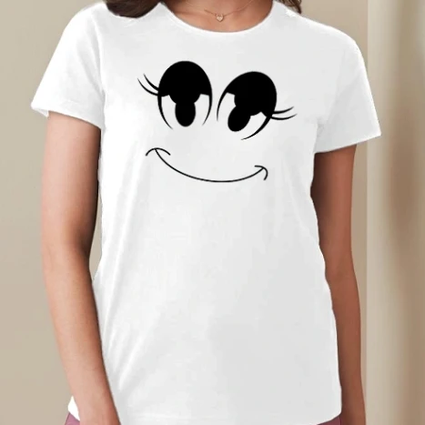 Női prémium kerek nyakú póló  - mosoly színezhető emoji smile