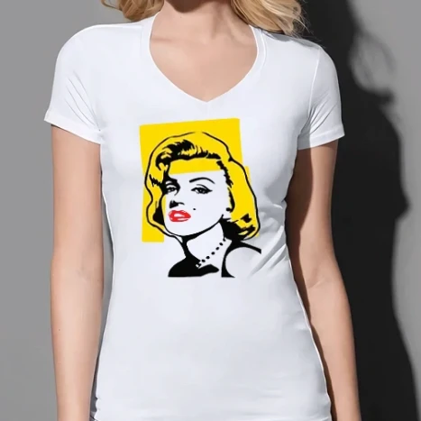 Női prémium V-nyakú póló - Marilyn Monroe - Y0