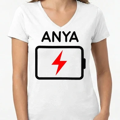 Női V-nyakú póló - Anya Battery #02 - Y0