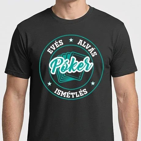 Férfi Imperial póló - evés alvás ismétlés PÓKER