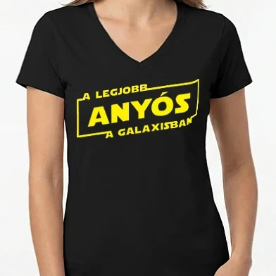 Női V-nyakú póló - star-wars-legjobb-anyos-solo