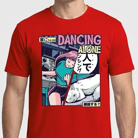 Férfi Imperial póló - Anime Vaporwave Dancing Alone