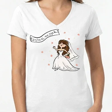 Női V-nyakú póló - Férjhez megyek