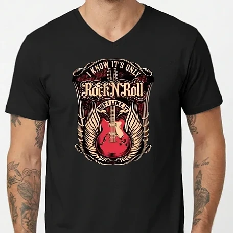 Férfi V-nyakú póló - rock n roll