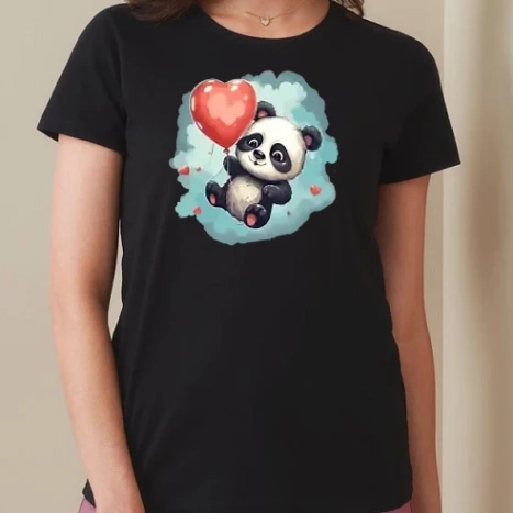 Női prémium kerek nyakú póló  - Pandamaci