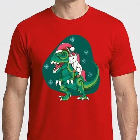 Férfi Imperial póló - T-rex Unikornis Karácsony