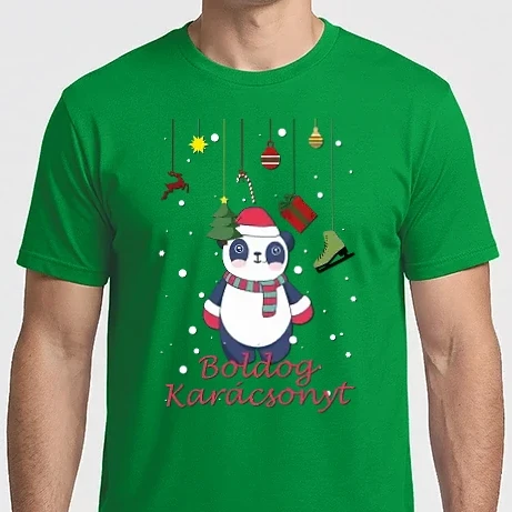 Férfi Imperial póló - Panda Maci - Boldog Karácsonyt