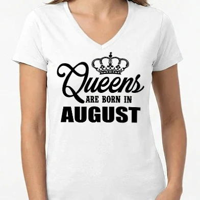 Női V-nyakú póló - queens august