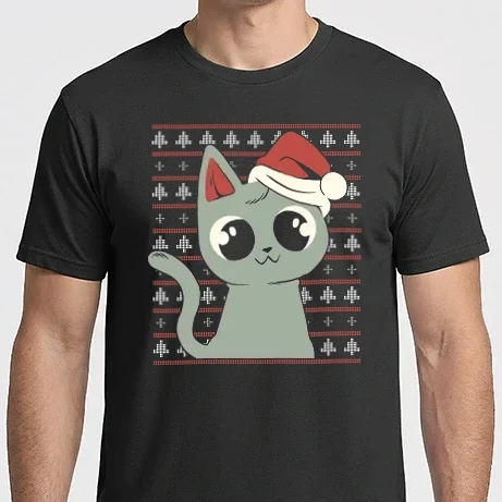Férfi Imperial póló - Karácsonyi Cica Ugly Sweater