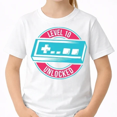 Uniszex gyerek Póló - Level 10 Unlocked 10 éves születésnap