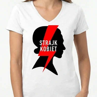 Női V-nyakú póló - Strajk kobiet szimbólum