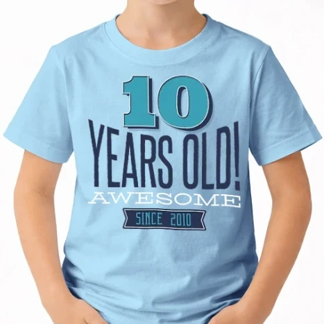 Uniszex gyerek Póló - 10 years old awesome since 2010