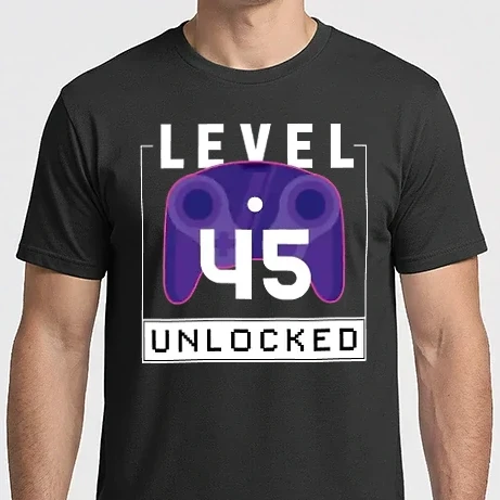 Férfi Imperial póló - Level 45 Unlocked Gamer Születésnap