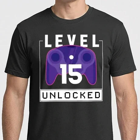 Férfi Imperial póló - Level 15 Unlocked Gamer Születésnap