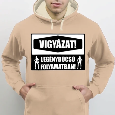 Férfi DUO kapucnis Pulcsi - Vigyázat, legénybúcsú!