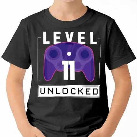 Uniszex gyerek Póló - Level 11 Unlocked Gamer Születésnap