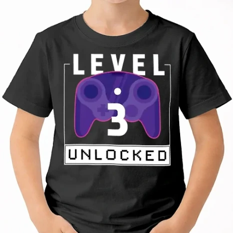 Uniszex gyerek Póló - Level 3 Unlocked Gamer Születésnap