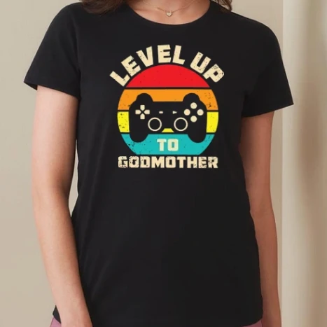 Női prémium kerek nyakú póló  - Level Up Godmother