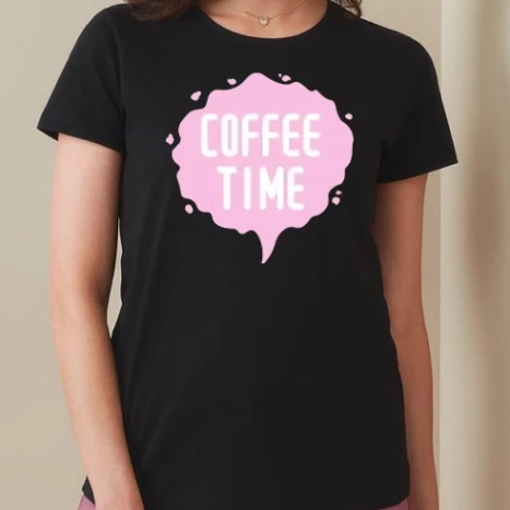 Női prémium kerek nyakú póló  - Coffee time