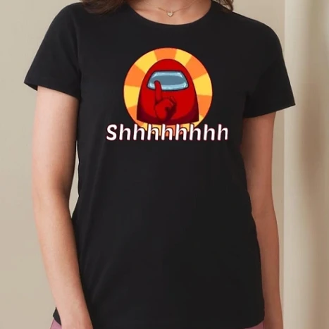 Női prémium kerek nyakú póló  - Among Us! Shhhh