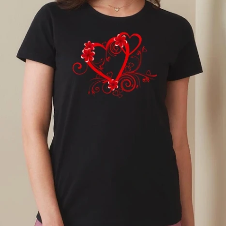 Női prémium kerek nyakú póló  - love