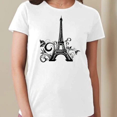 Női prémium kerek nyakú póló  - Eiffel tower 