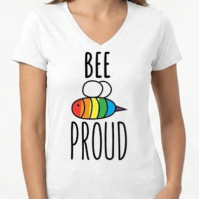Női V-nyakú póló - Bee Proud