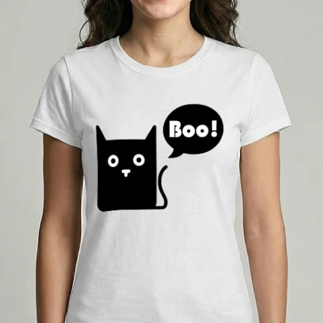 Női Imperial póló - Cicás boo Halloween minta