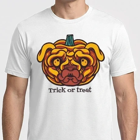Férfi Imperial póló - Mopsz Tök Fej Pumpkin Halloween