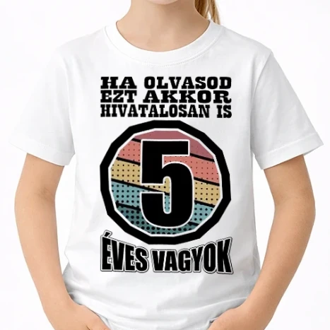 Uniszex gyerek Póló - Hivatalosan 5 éves vagyok