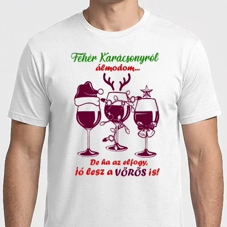 Férfi Imperial póló - Fehér Karácsonyról álmodom színezhető vicces karácsonyi póló minta