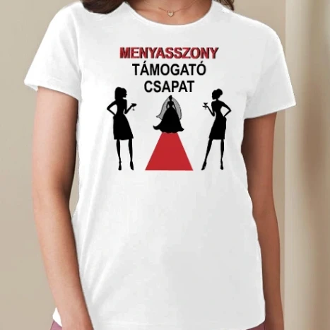 Női prémium kerek nyakú póló  - Lánybúcsú csapat: vörös szőnyeg