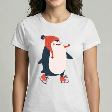 Női Imperial póló - Cute christmas penguin