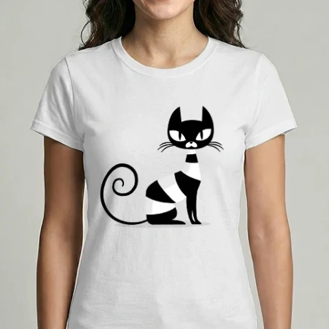 Női Imperial póló - Black cat sitting (színezhető)