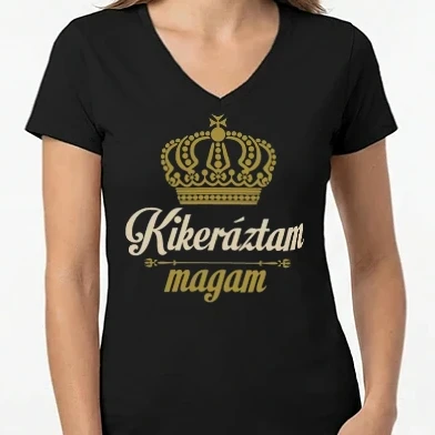 Női V-nyakú póló - kikeráztam magam színezhető