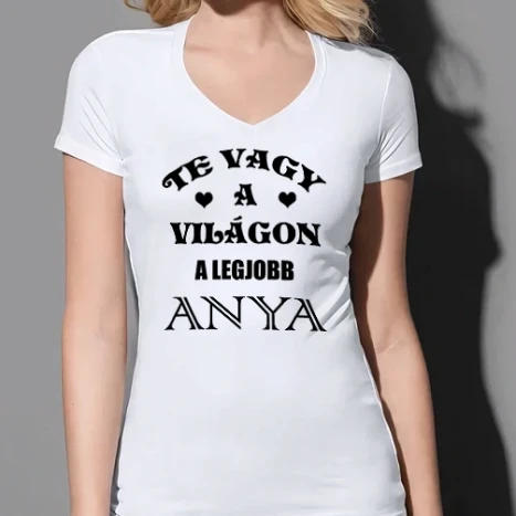 Női prémium V-nyakú póló - Legjobb anya színezhető