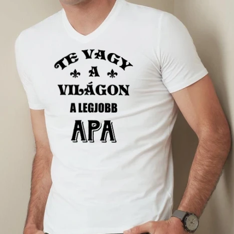 Férfi prémium fit V-nyakú póló - Legjobb apa színezhető