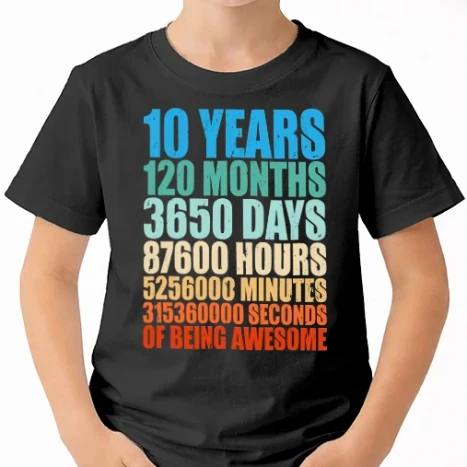 Uniszex gyerek Póló - 10 years of being awesome