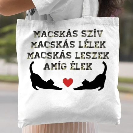 Vászontáska - Macskás szív