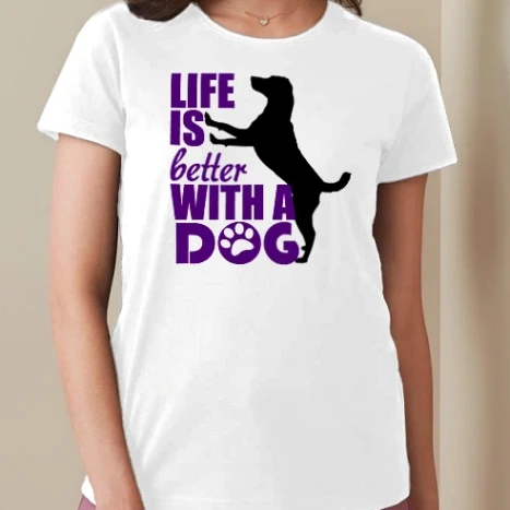 Női prémium kerek nyakú póló  - Life is Better with a Dog!