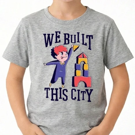 Uniszex gyerek Póló - We built this city építőkockák