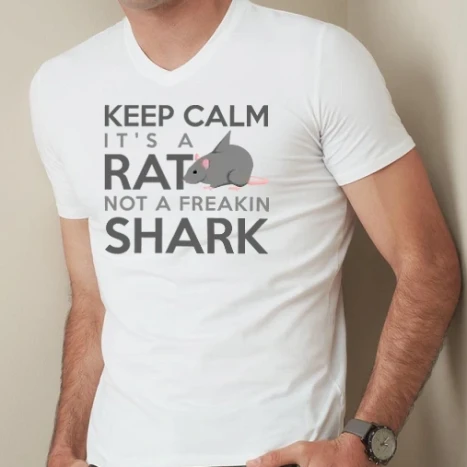 Férfi prémium fit V-nyakú póló - Rat-Shark