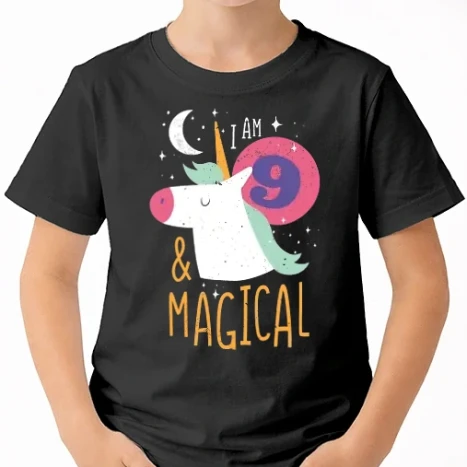 Uniszex gyerek Póló - I'm 9 and Magical Unikornis