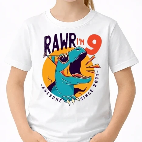 Uniszex gyerek Póló - Rawr i'm 9 - awesome since 2011