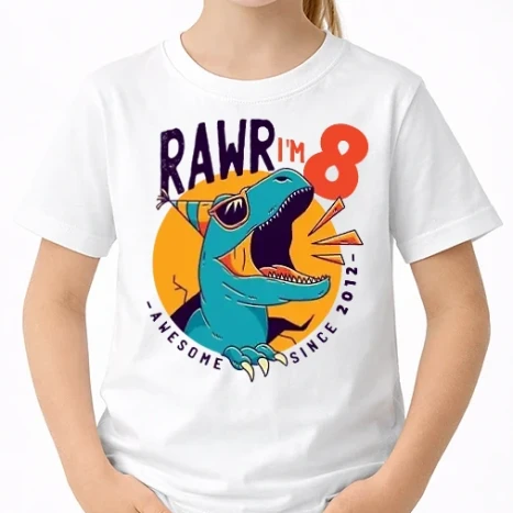 Uniszex gyerek Póló - Rawr i'm 8 - awesome since 2012
