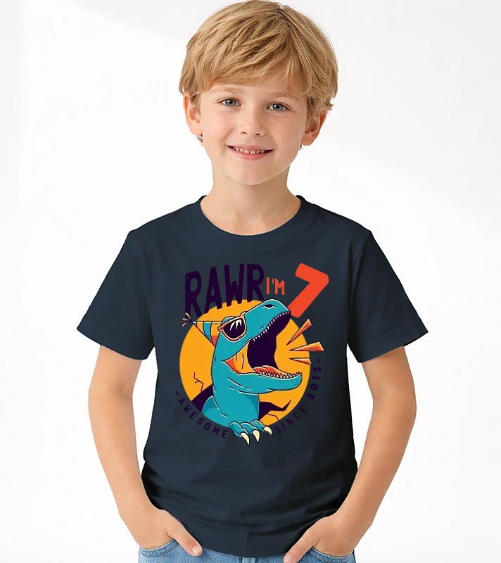 Rawr i'm 7 - awesome since 2013 – Uniszex gyerek Póló